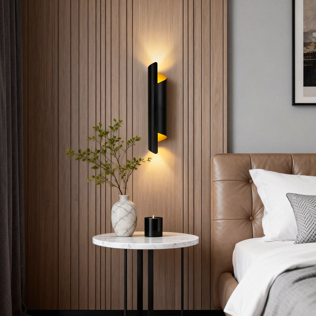 Modern Black Metal LED Scroll Wall Sconce for Living Room or Hallway