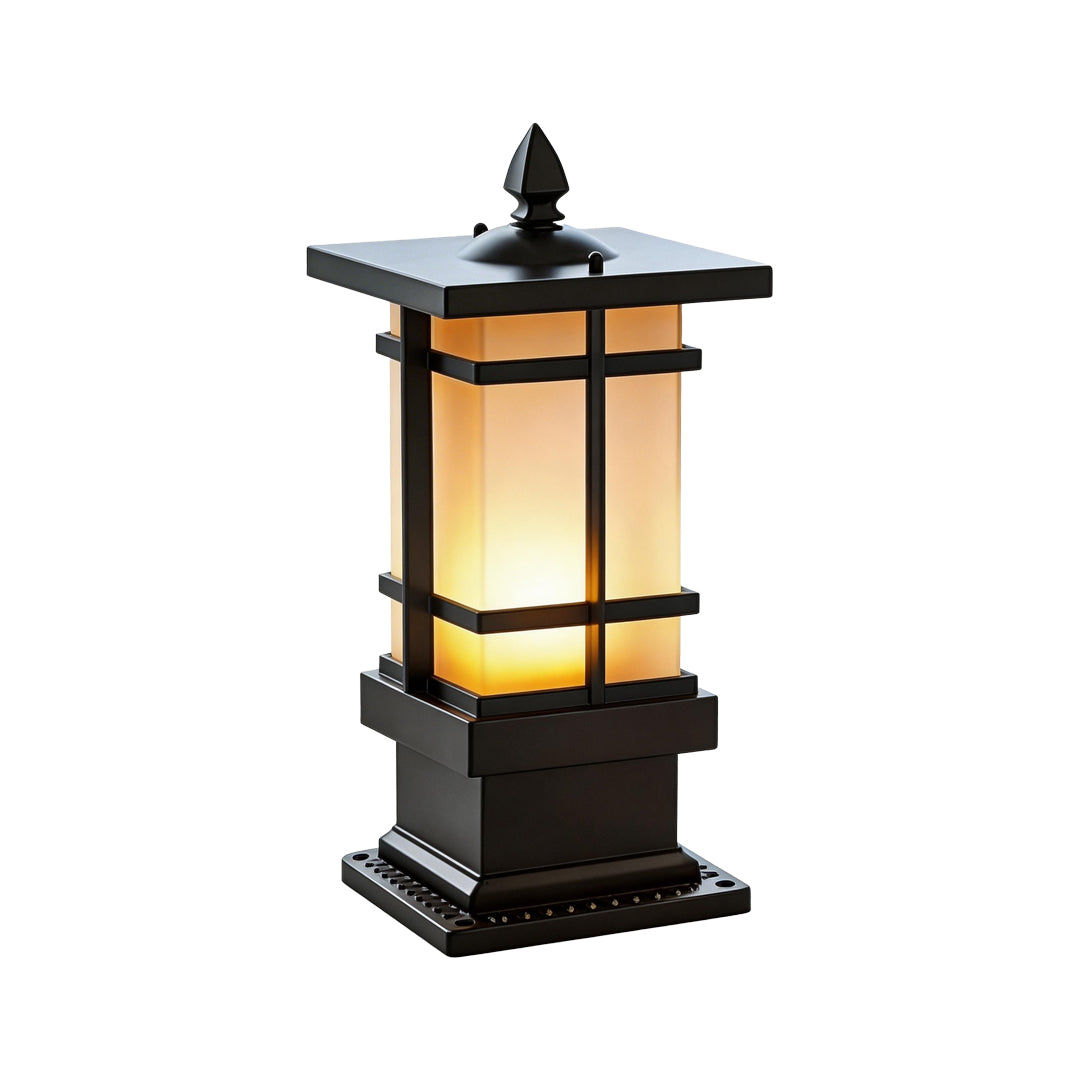 Vintage Black Pavilion-Style Garden Bollard Light for Outdoor Spaces