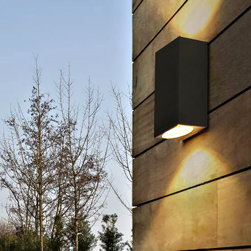 Rectangular Outdoor Waterproof Wall Lights - Modern Black Fixture for Patios