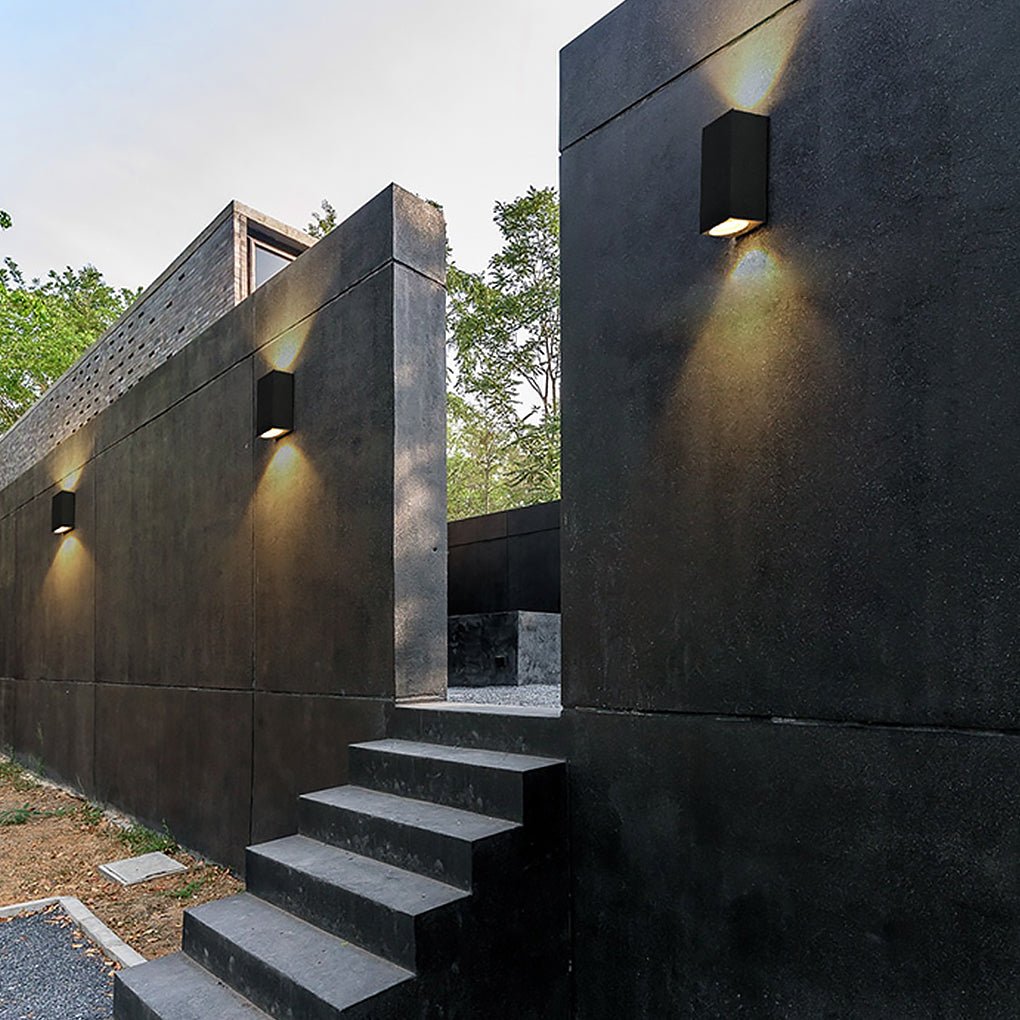 Rectangular Outdoor Waterproof Wall Lights - Modern Black Fixture for Patios