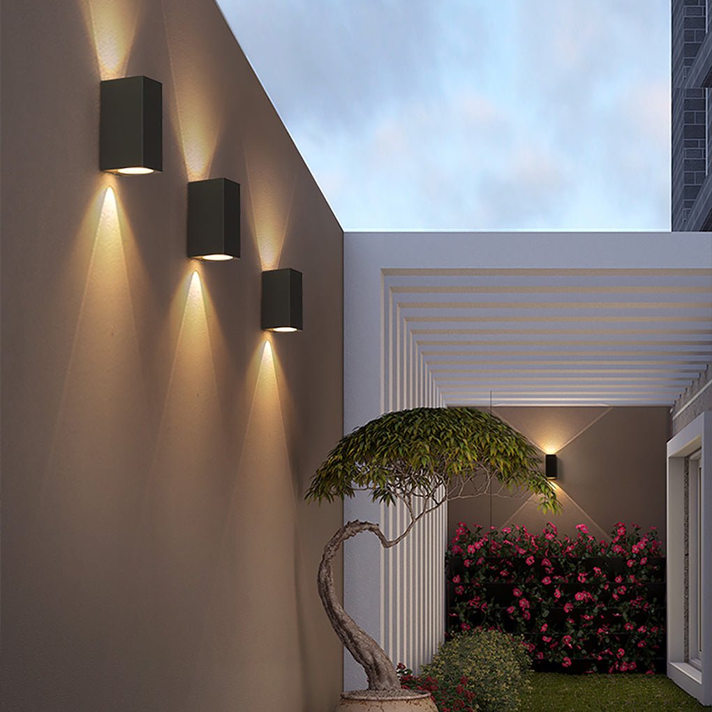 Rectangular Outdoor Waterproof Wall Lights - Modern Black Fixture for Patios