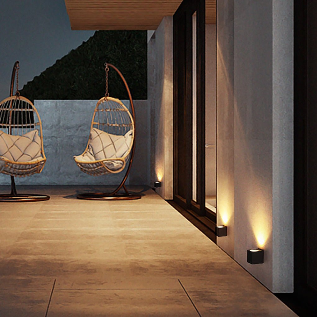 Rectangular Outdoor Waterproof Wall Lights - Modern Black Fixture for Patios