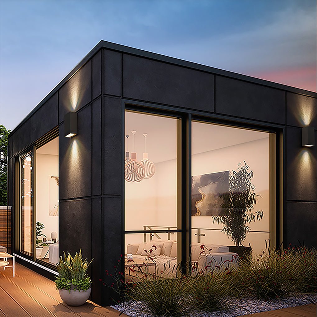Rectangular Outdoor Waterproof Wall Lights - Modern Black Fixture for Patios