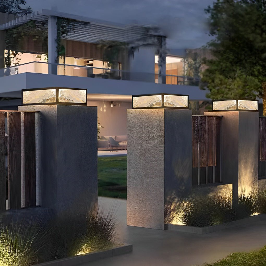Modern Square LED Waterproof Outdoor Pillar Light for Patios & Gardens