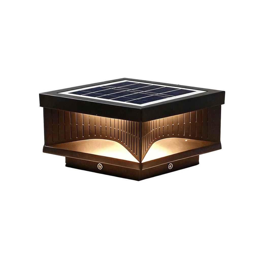 Modern Square LED Outdoor Pillar Light Fixture - Stylish Stripe Design