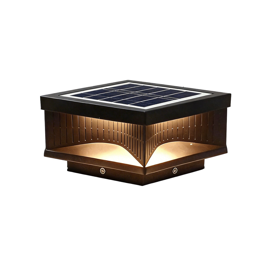 Modern Square LED Outdoor Pillar Light Fixture - Stylish Stripe Design