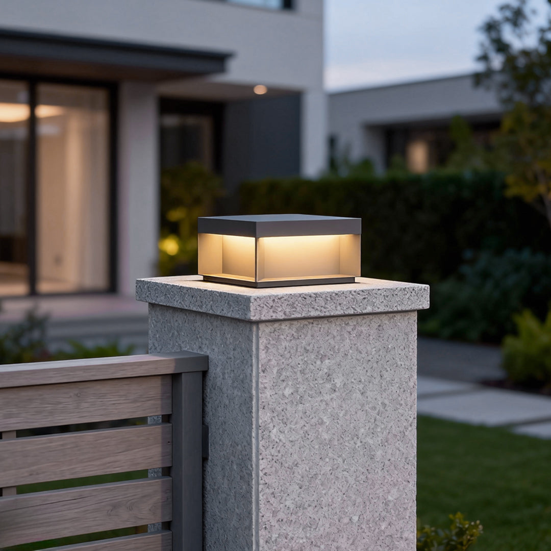 Industrial Black Square LED Solar Deck Lights for Outdoor Landscape Use