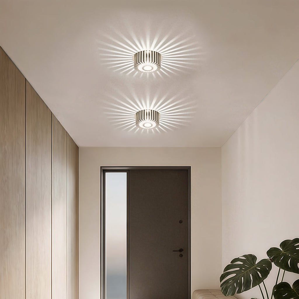 Contemporary Gold Metal Sunburst LED Ceiling Light for Living Room