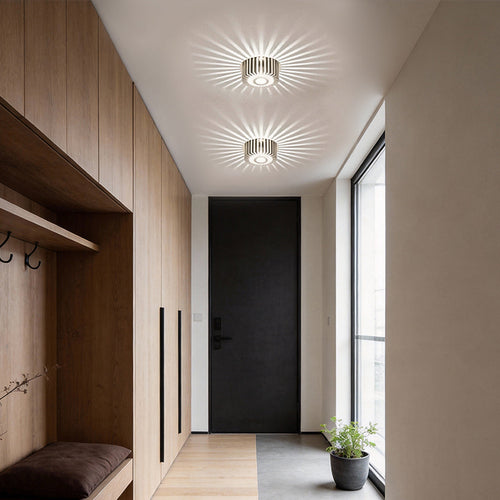 Contemporary Gold Metal Sunburst LED Ceiling Light for Living Room