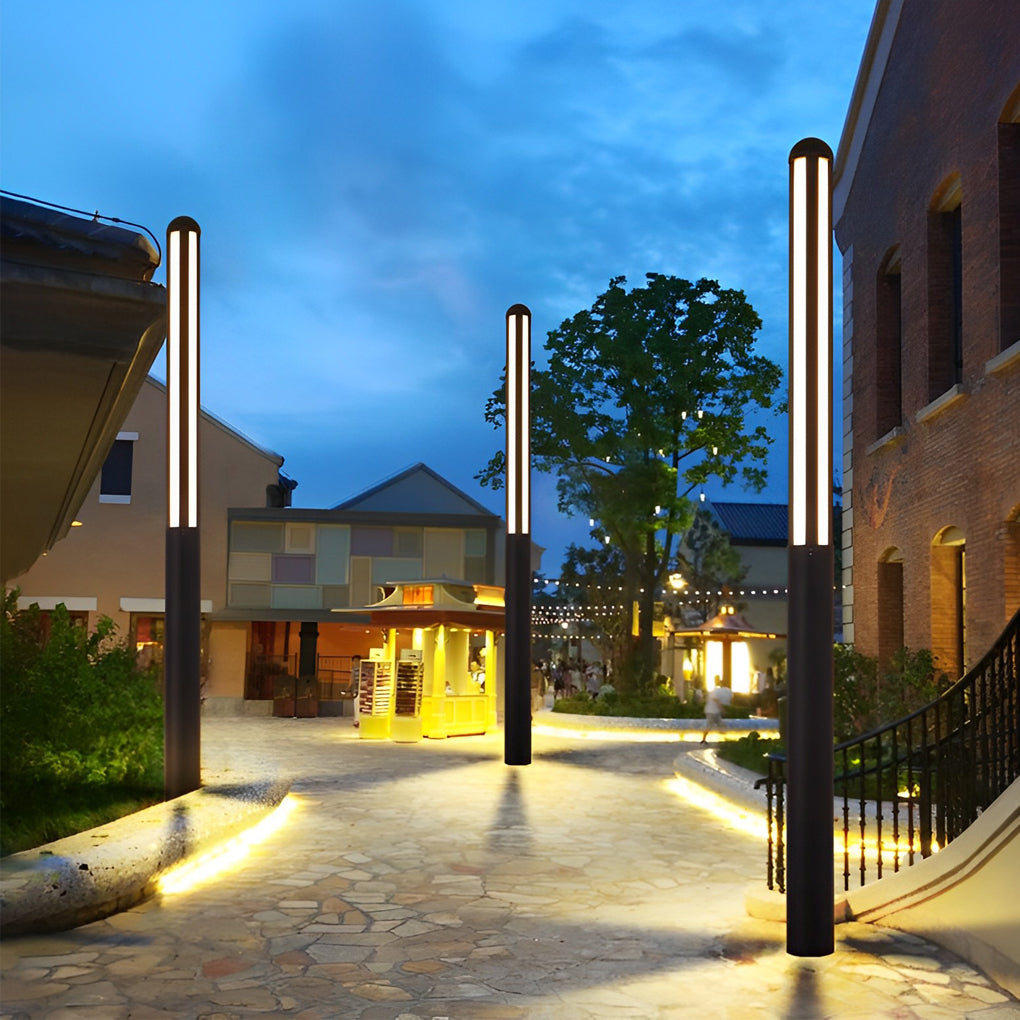 Sleek Black Waterproof LED Garden Bollard Light for Outdoor Spaces