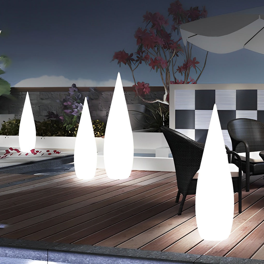 Contemporary Black Teardrop LED Outdoor Floor Lamp for Garden Pathway