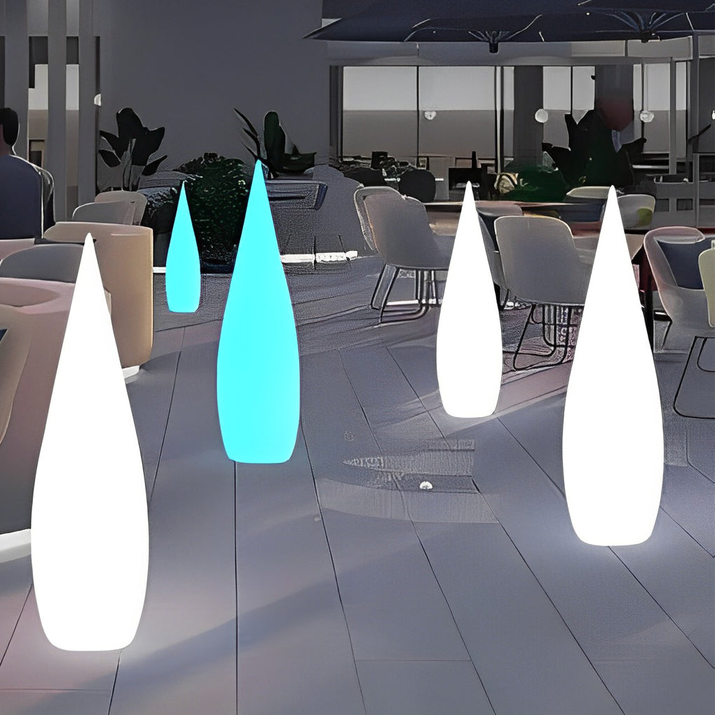 Contemporary Black Teardrop LED Outdoor Floor Lamp for Garden Pathway
