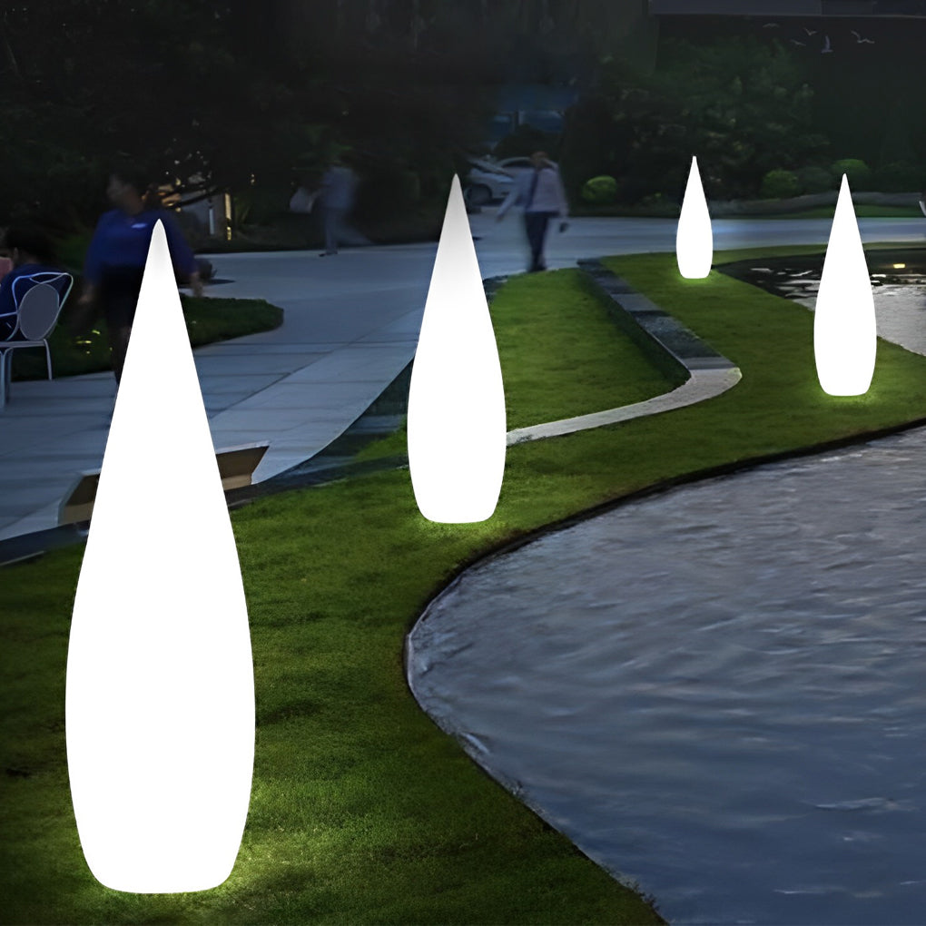 Contemporary Black Teardrop LED Outdoor Floor Lamp for Garden Pathway