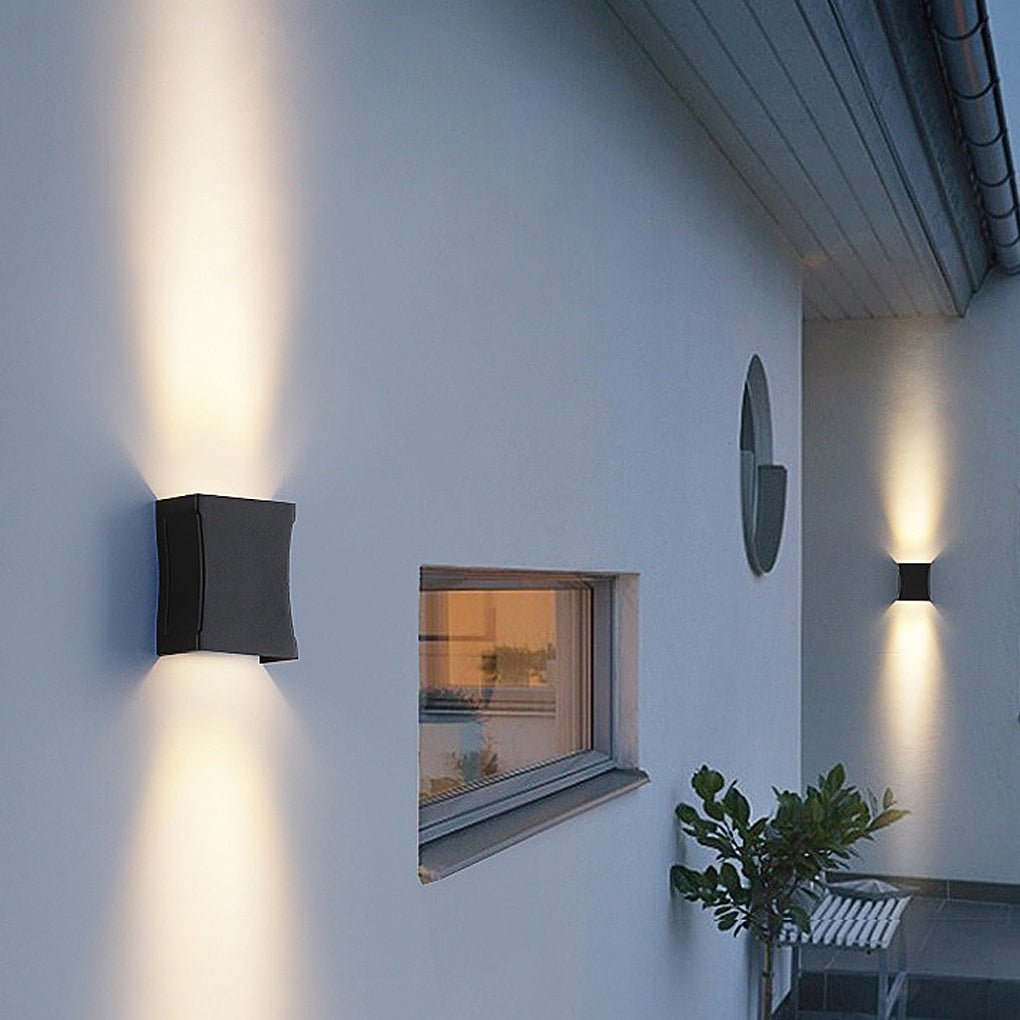 Modern Black LED Wall Sconce - Up and Down Outdoor Light Fixture
