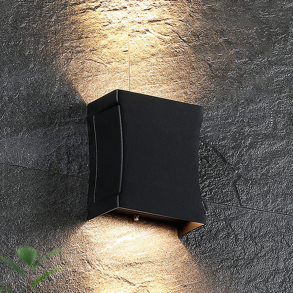 Modern Black LED Wall Sconce - Up and Down Outdoor Light Fixture
