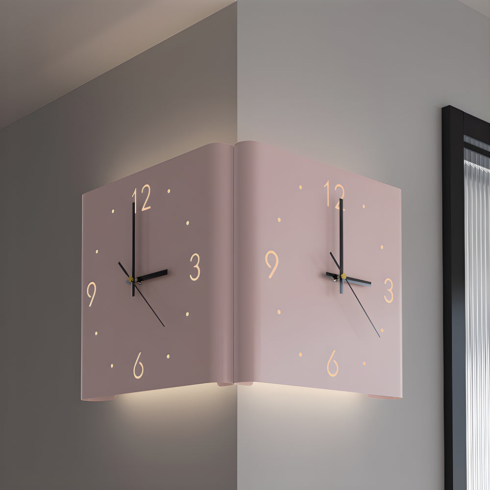 Modern Backlit Square Metal Wall Clock Lamp for Home Office Decor