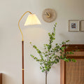 Elegant Walnut Floor Lamp with Retro Fabric Shade for Living Room Decor