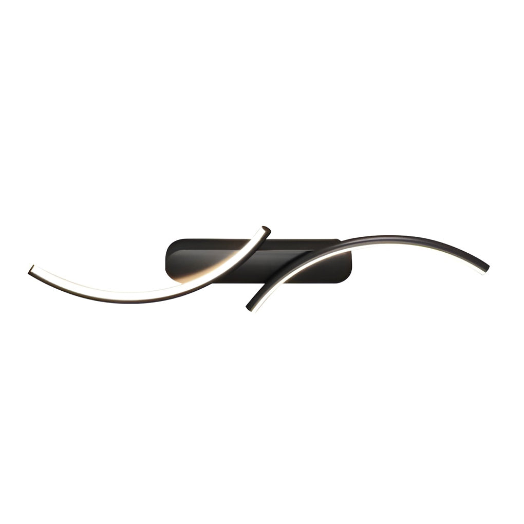 Contemporary S-Shaped LED Wall Sconce in Black Metal for Hallway Accent