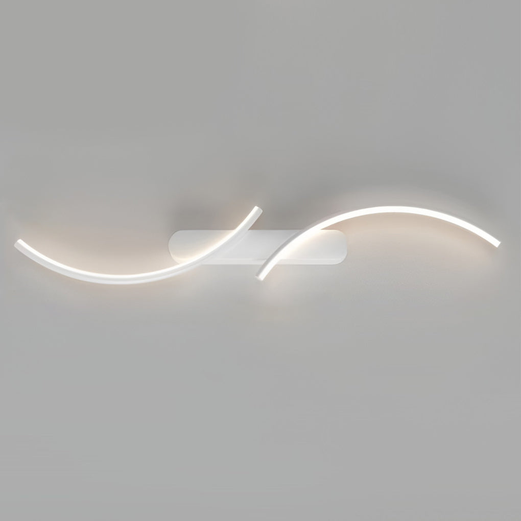 Contemporary S-Shaped LED Wall Sconce in Black Metal for Hallway Accent