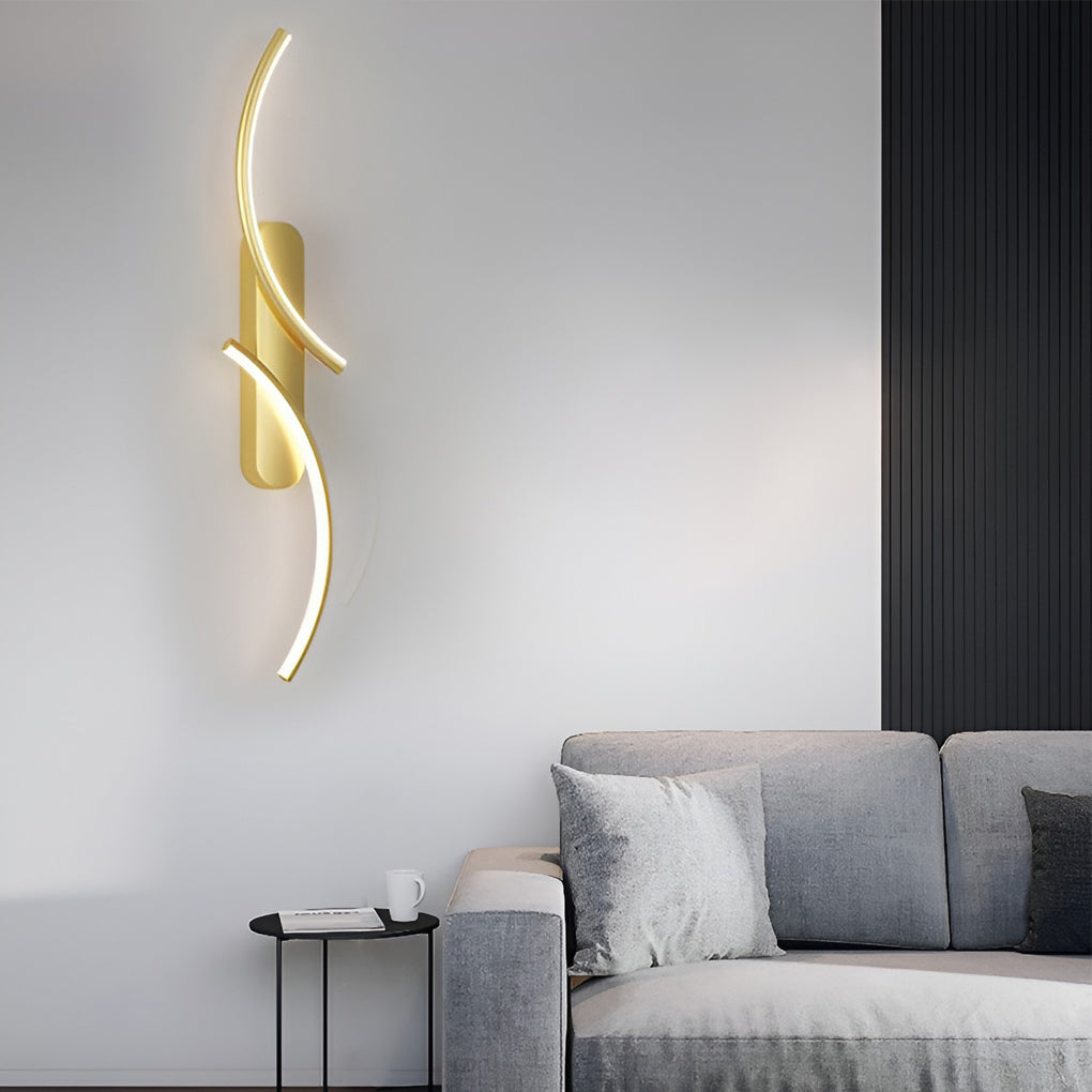 Contemporary S-Shaped LED Wall Sconce in Black Metal for Hallway Accent