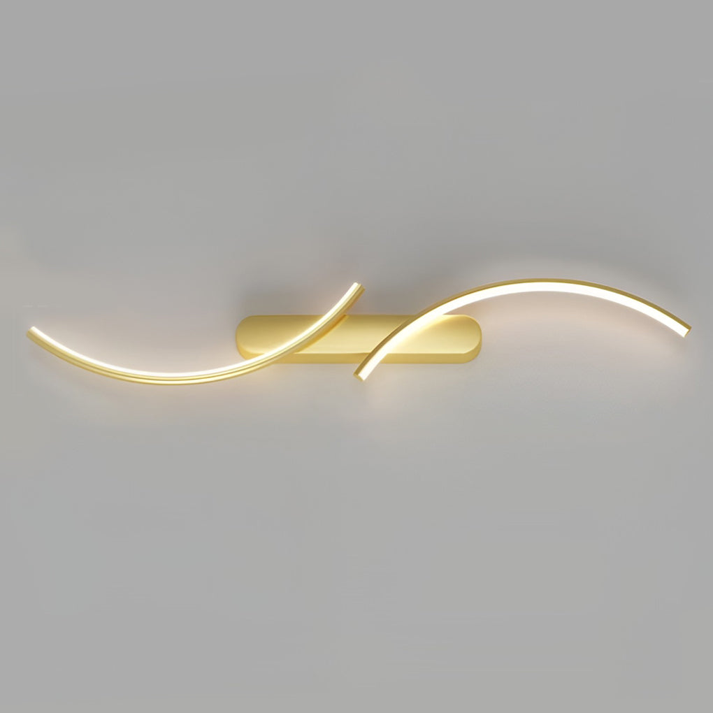 Contemporary S-Shaped LED Wall Sconce in Black Metal for Hallway Accent