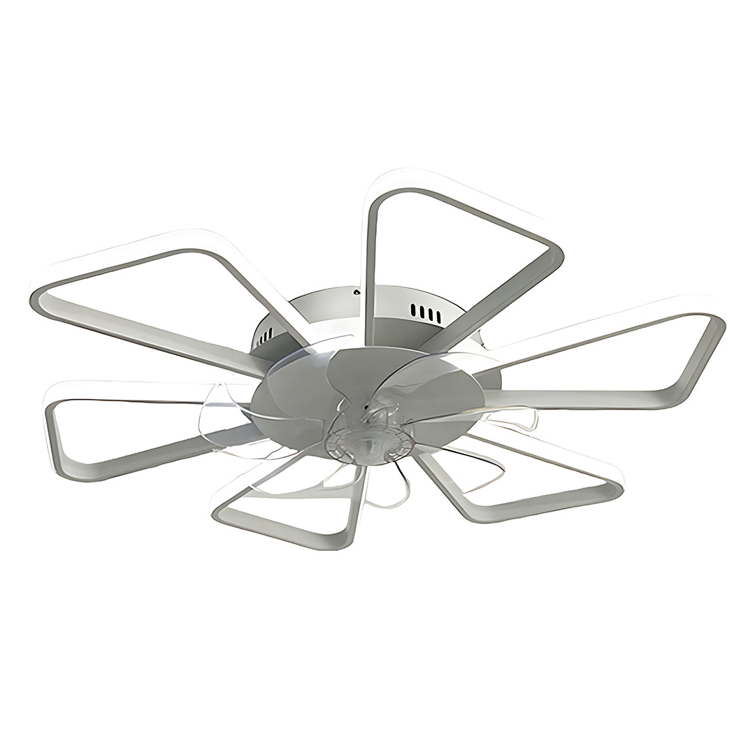 Modern White Ceiling Fan with Remote Control and Light for Living Room