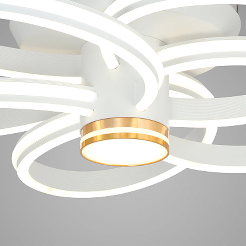 White Iron Art Ceiling Fan with Light for Modern Living Spaces