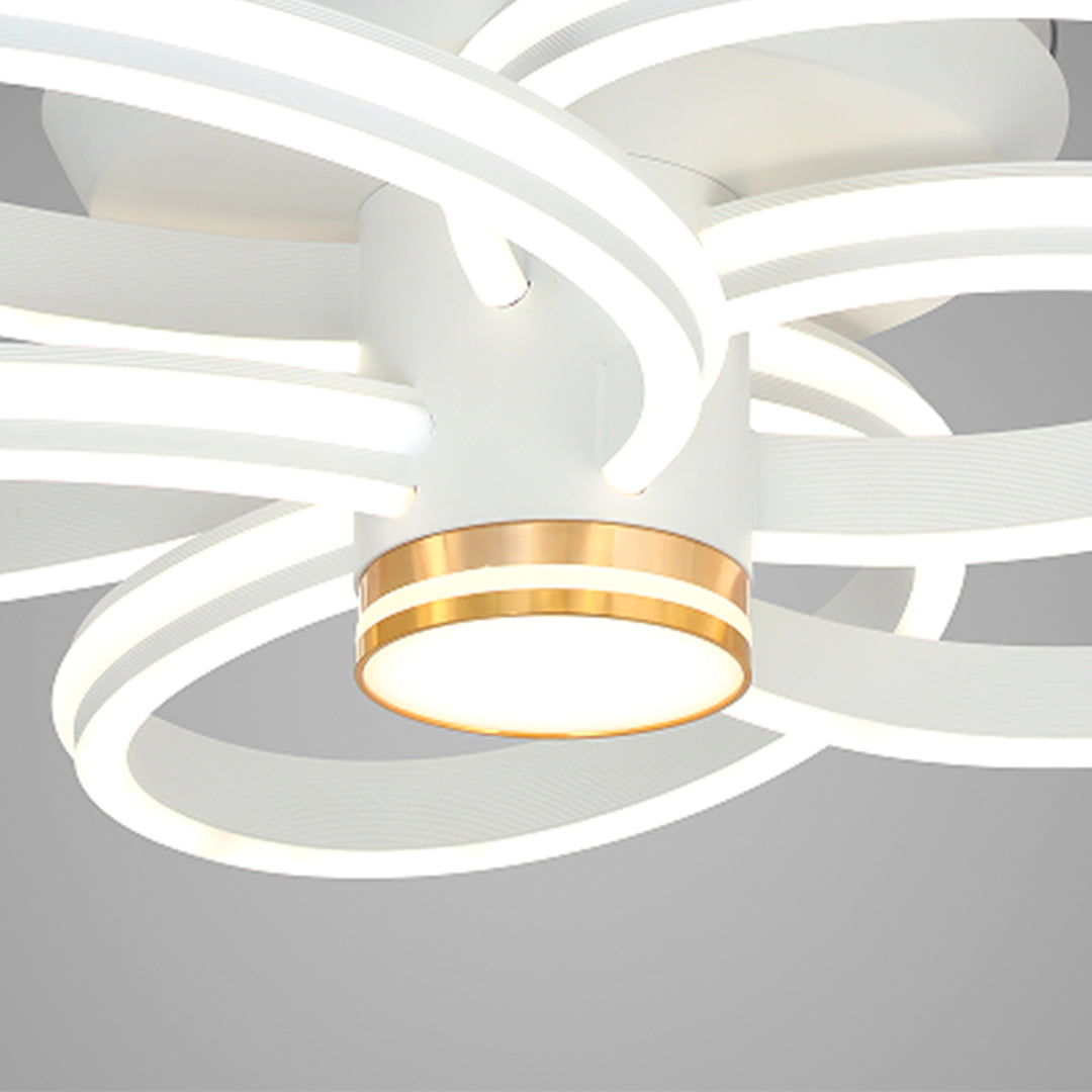 White Iron Art Ceiling Fan with Light for Modern Living Spaces