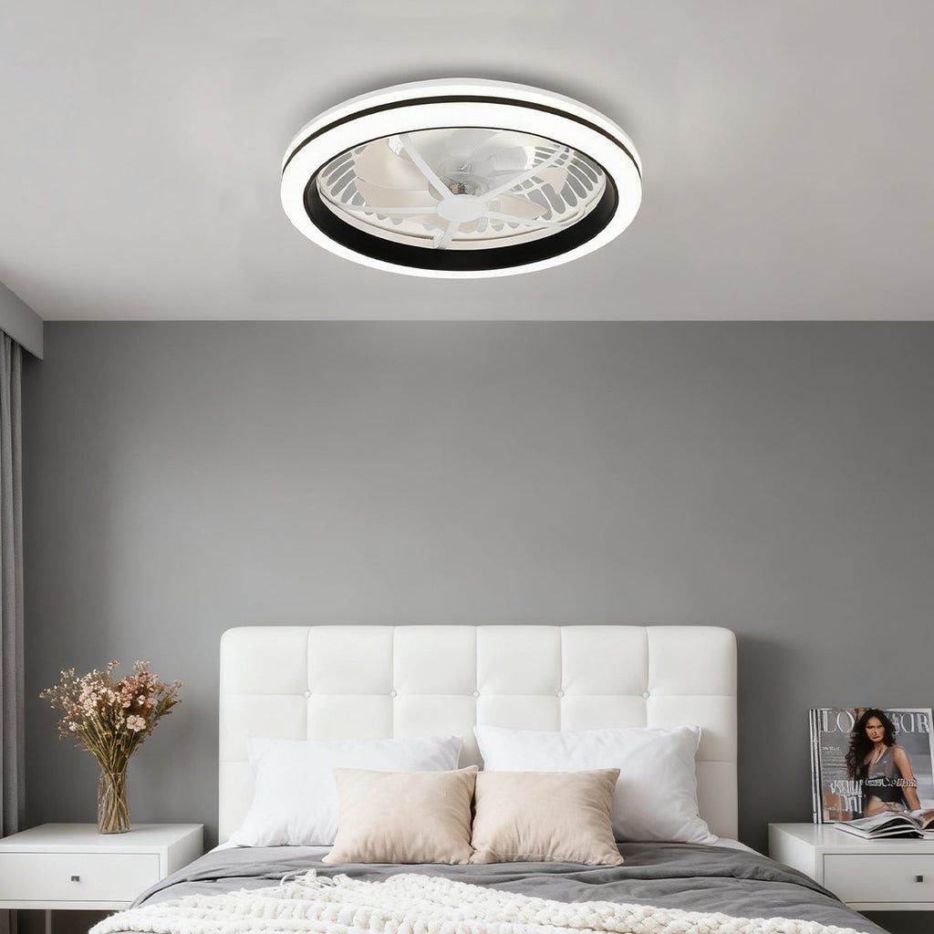 Stylish White Plastic Flush Mount Ceiling Fan Light for Home Décor