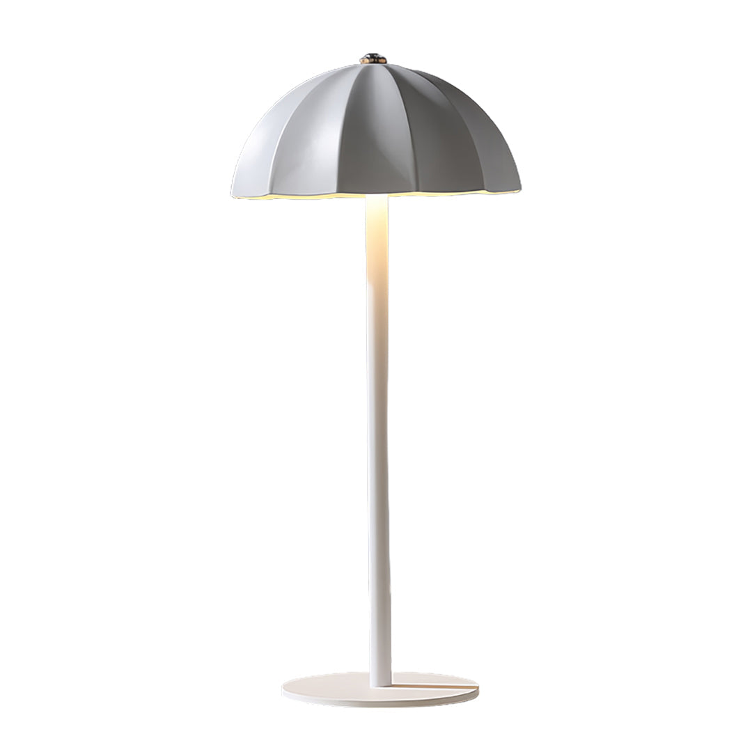 Minimalist White Metal Mushroom Table Lamp, Cordless & Rechargeable for Home