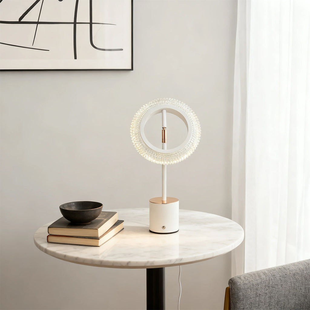 Minimalist White Ring Touch Table Lamp for Living Room Bedroom Decor