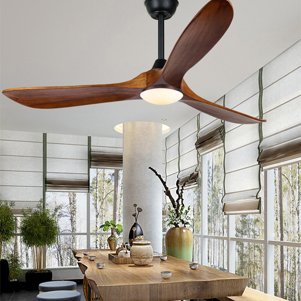 Vintage Solid Wood Modern Ceiling Fan with Light for Living Room Decor