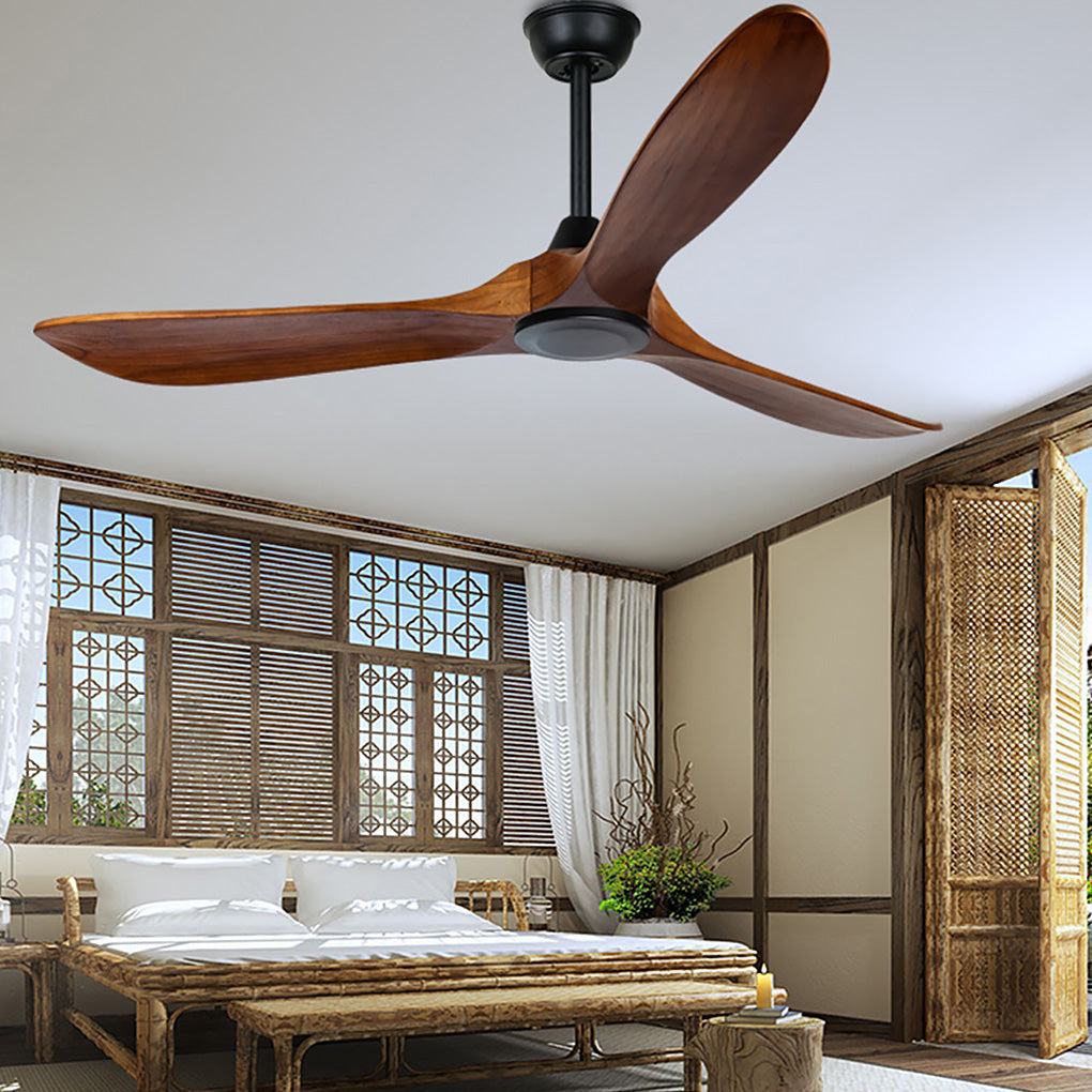 Vintage Solid Wood Modern Ceiling Fan with Light for Living Room Decor
