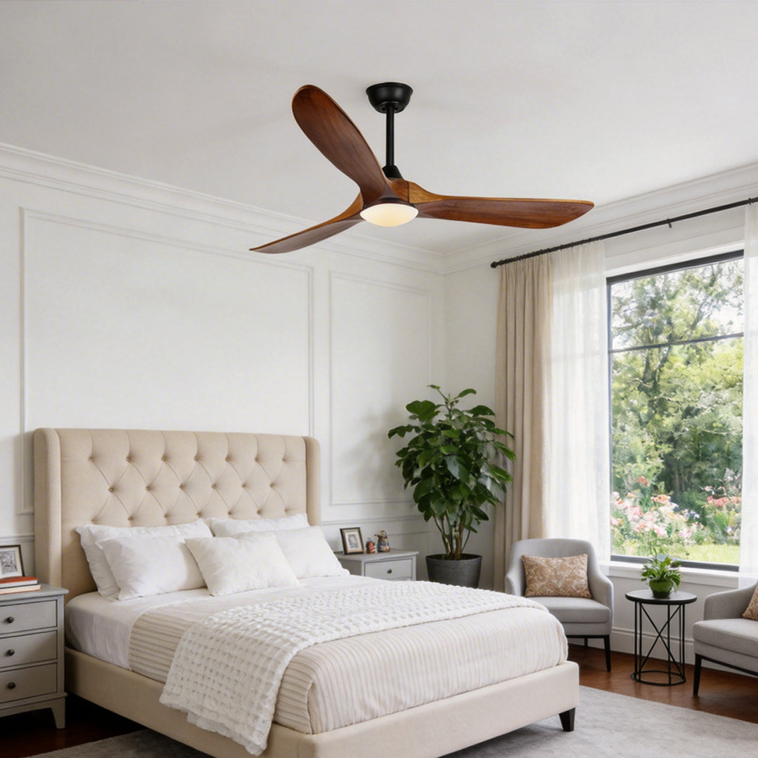 Vintage Solid Wood Modern Ceiling Fan with Light for Living Room Decor