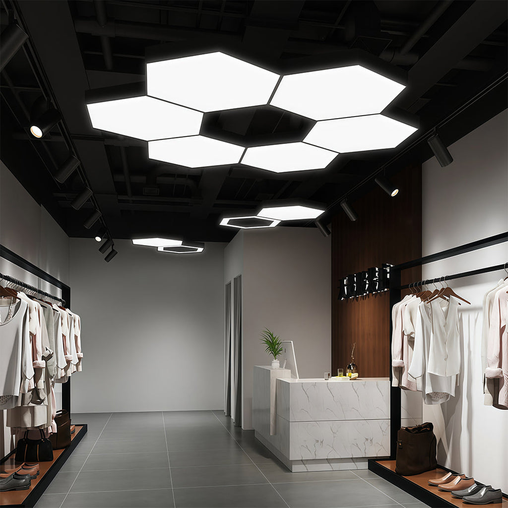 Contemporary Black Hexagonal LED Chandelier for Living Room Bedroom