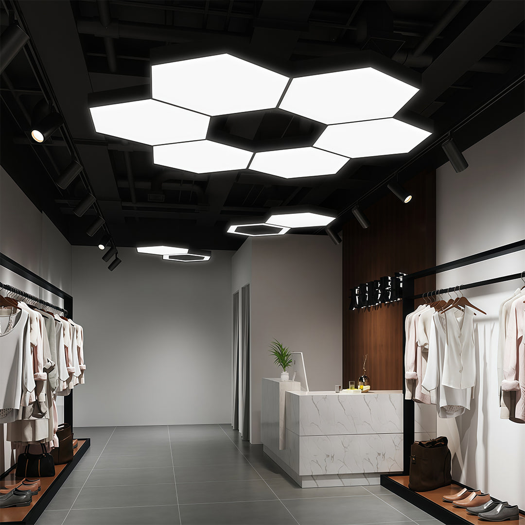 Sleek Black Hexagonal LED Chandelier Pendant Light for Modern Dining Room
