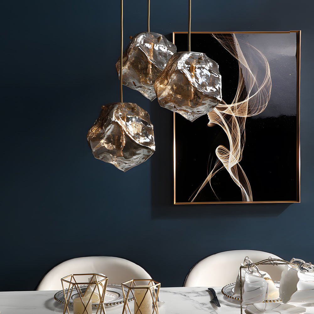 Minimalist Gray Molten Rock Pendant Light for Modern Living Spaces
