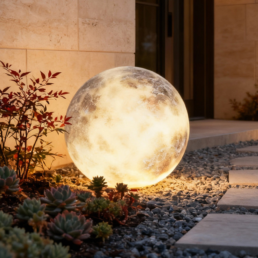 Modern Waterproof Outdoor LED Lawn Light in Sleek Moon White Finish