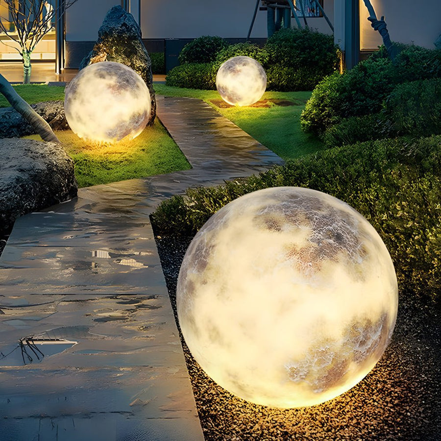 Modern Waterproof Outdoor LED Lawn Light in Sleek Moon White Finish