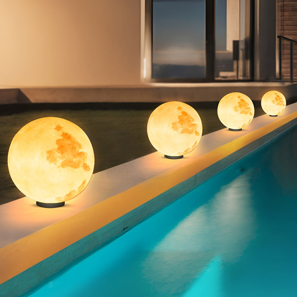 Modern Waterproof LED Moon Pillar Resin Lamp for Outdoor Garden Decor