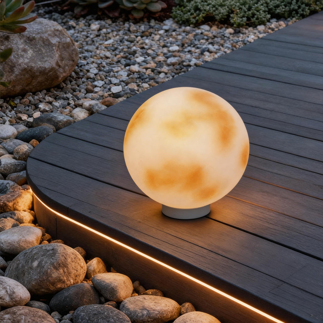 Elegant Moon-Shaped Outdoor Stone Pillar Light for Garden Pathway Decor