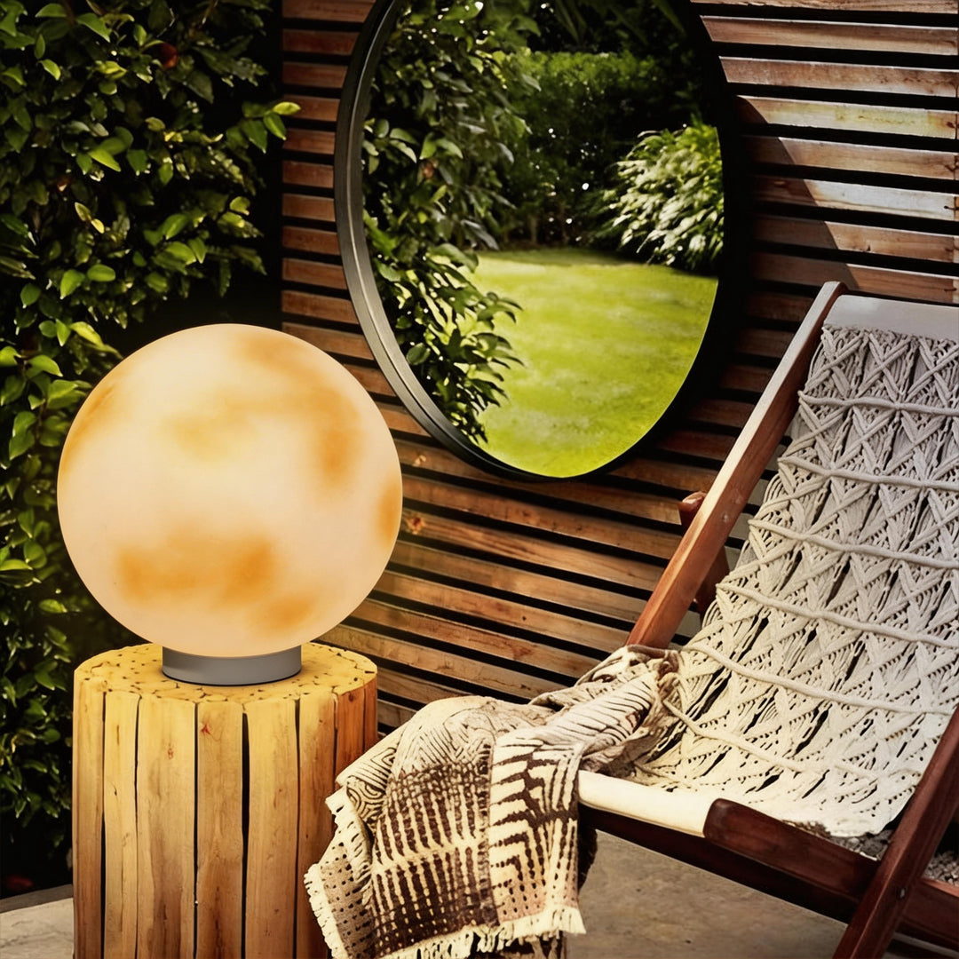 Elegant Moon-Shaped Outdoor Stone Pillar Light for Garden Pathway Decor