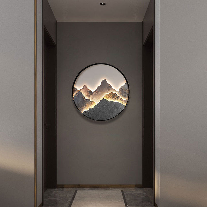 Natural Mountain Landscape LED Wall Light Fixture for Rustic Decor