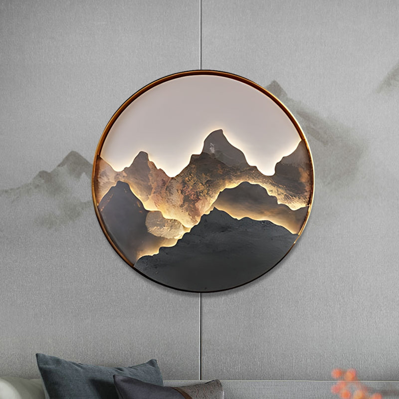 Natural Mountain Landscape LED Wall Light Fixture for Rustic Decor