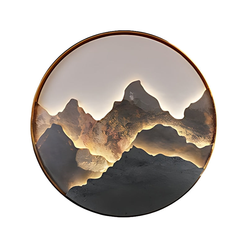 Natural Mountain Landscape LED Wall Light Fixture for Rustic Decor