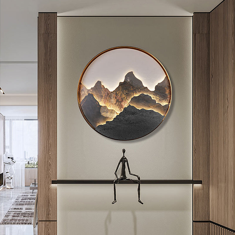 Natural Mountain Landscape LED Wall Light Fixture for Rustic Decor