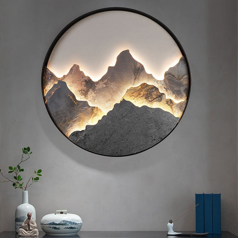Natural Mountain Landscape LED Wall Light Fixture for Rustic Decor