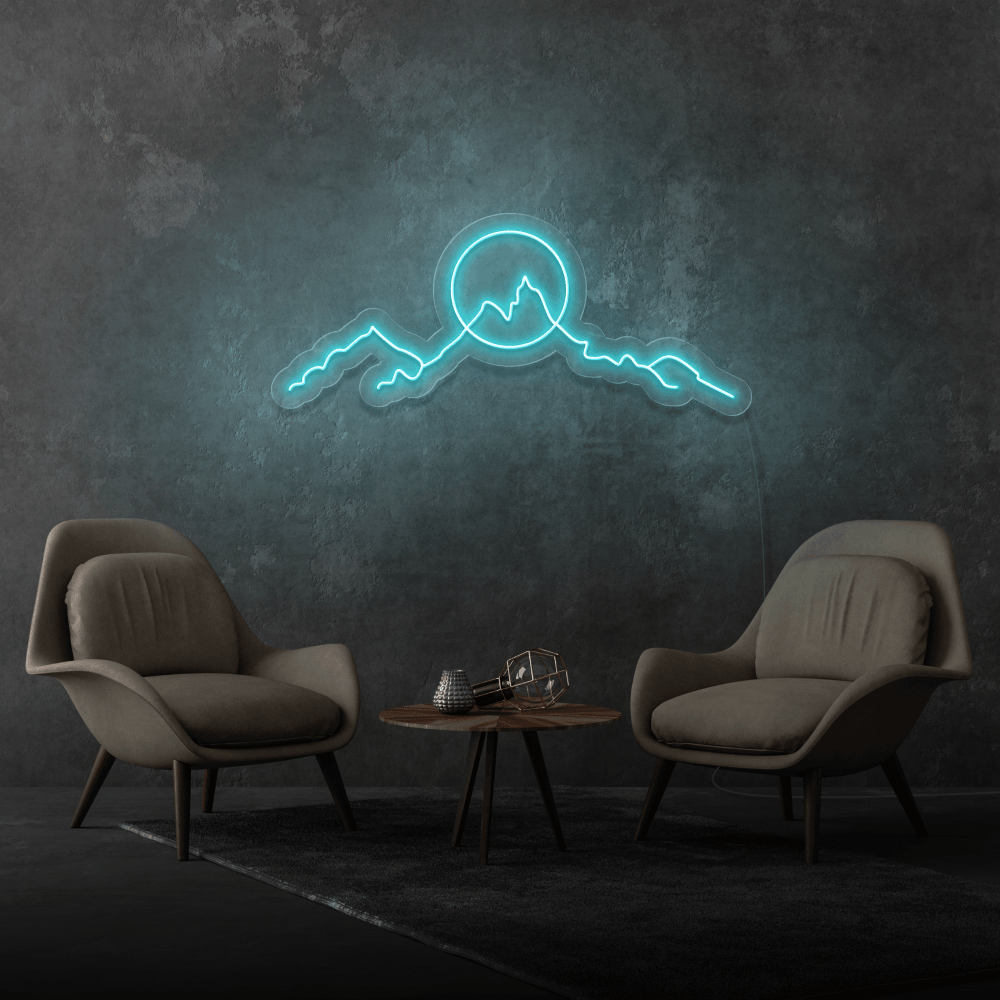 Vibrant Mountain Sunset LED Neon Wall Sign for Bedroom or Living Room