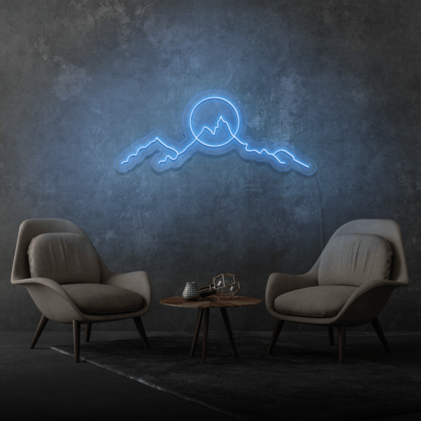 Vibrant Mountain Sunset LED Neon Wall Sign for Bedroom or Living Room