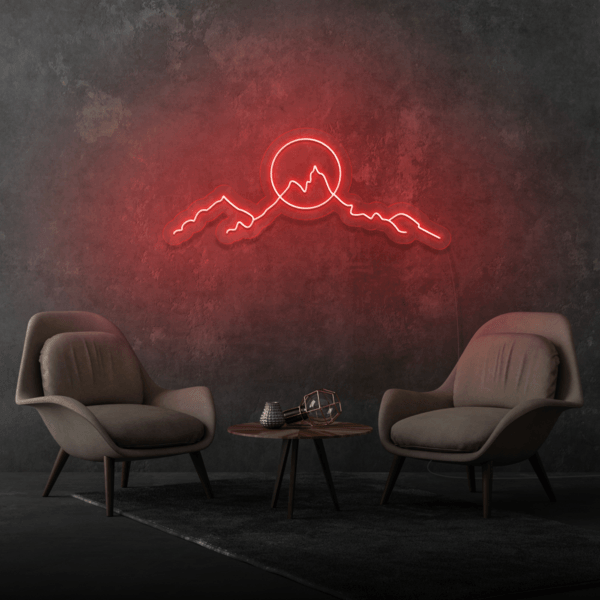 Vibrant Mountain Sunset LED Neon Wall Sign for Bedroom or Living Room